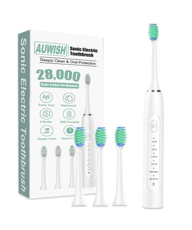 Sonic Electric Toothbrush for Kids and Sensitive Teeth Adults  Gentle Brushing Electric Toothbrush with 6 Modes  4 Medium Brush Heads  Fast Charge Smart Timer Rechargeable Kids Electric Toothbrushes