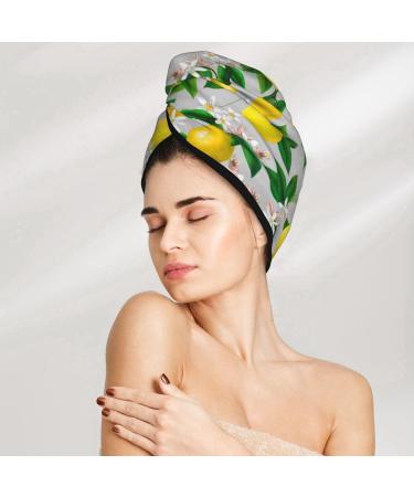 Quick-Dry Hair Towel Wrap - Seamless Lemon Pattern Turban for Effortless Hair Drying - Buy Online on GoSupps.com