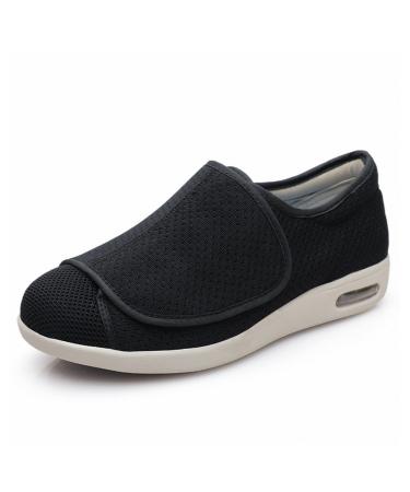 Yytcsjz Diabetic Orthopedic Shoe Wide Slip-Resistant Slippers for Seniors Comfortable for Diabetic Edema Plantar Fasciitis Bunions Arthritis Swollen Feet (Color : Black Foot Length : 25cm)