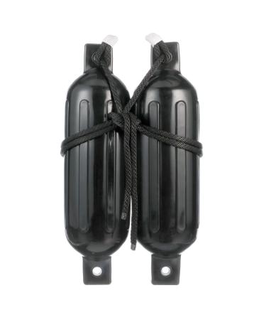 Seachoice Twin Eye Ribbed Boat Fender Kit - Includes a Pair of MFP Fender Lines, Multiple Sizes/Colors Black 6 -inch X 23-inch