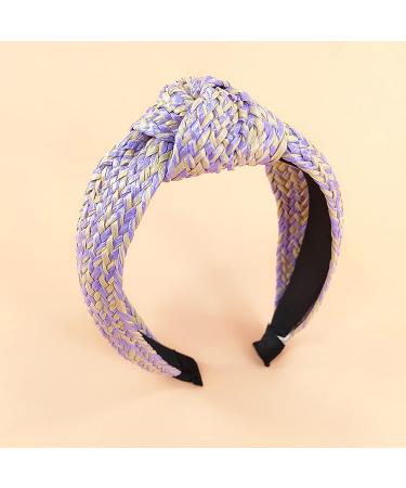 Bohemian Purple Raffia Straw Headband: Stylish Wide Hairband for Girls - Buy Online on GoSupps.com