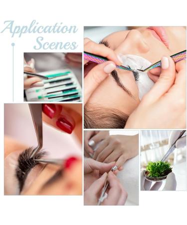 Unicraftale Rainbow Eyelash Extension Tweezers - 2 Pack Stainless Steel Curved Precision Tools - Buy Online on GoSupps.com