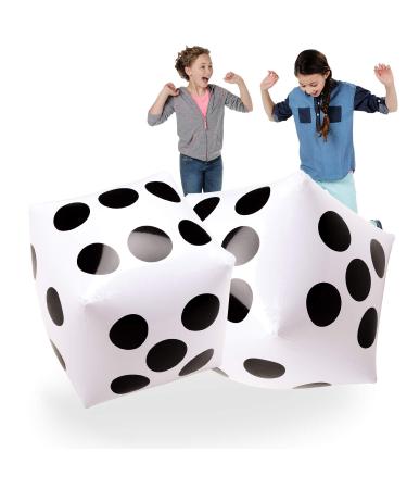 20" Jumbo Inflatable Dice 2 PCS by Novelty Place, 20 Inch White and Black Giant Dice for Indoor and Outdoor Broad Game, Ludo and Pool Party