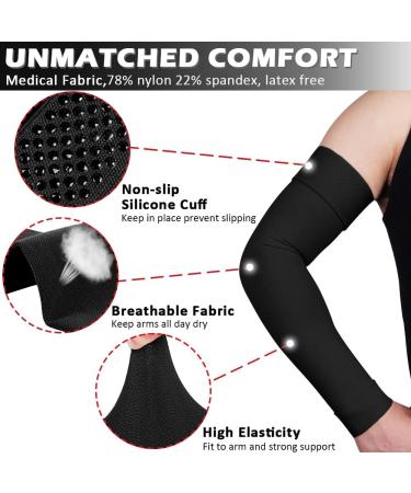 Ailaka Medical Compression Arm Sleeves - 20-30 mmHg Support for Lymphedema, Pain, Swelling - XX-Large, Black (1 Pair) - Buy Online on GoSupps.com