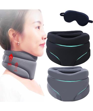 Slumberzen Snoring Solution Cervicorrect Neck Brace Soft Collar Neck Brace Slumber Zen Sleep Neck Brace for Sleeping Support Neck Pillows for Pain Relief (black-gery)