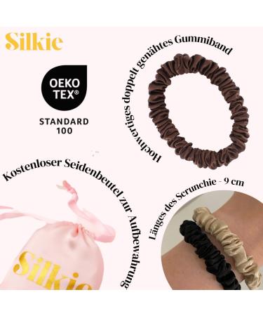 Silkie 4 Set 100% Pure Mulberry Silk Hair Ties - Thin Black Ponytail Holders with Travel Bags | Hair Care Essential for Every Day (Emerald) - Buy Online on GoSupps.com