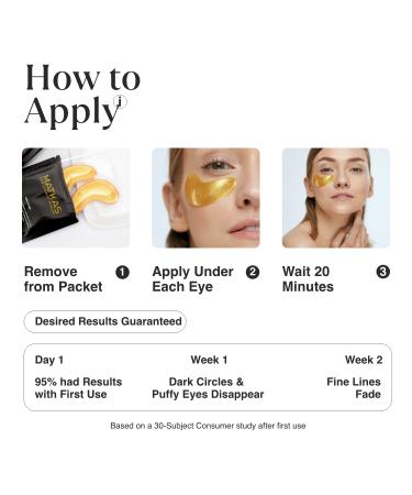 MATKAS Gold Under Eye Patches - Retinol, Hyaluronic Acid & Collagen for Dark Circles & Puffiness | Under Eye Mask Treatment for Women - Buy Online on GoSupps.com
