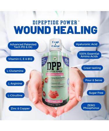 Nutritional Designs DPP Dipeptide Liquid Collagen & Whey Protein Supplement - Sugar-Free Wound-Healing Healthy Skin & Hair Watermelon Flavor 32 Fl Oz - Buy Online on GoSupps.com