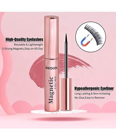 Ggokok 5 Pairs Reusable Magnetic Eyelashes & 2 Tubes of Eyeliner Kit - No Glue Needed - Style 1 - Buy Online on GoSupps.com