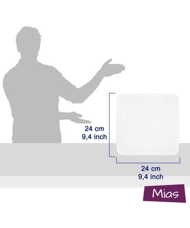Mias 10 Baby Washcloths - Molton Flannel White Cotton - Non-Toxic Baby & Cosmetic Cloths - 24x24cm - Buy Online on GoSupps.com