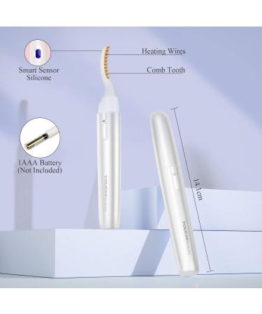 TOUCHBeauty Heated Electric Eyelash Curler - Fast Heating, Wand-Shaped Tip, Temperature Sensor - White - Buy Online on GoSupps.com