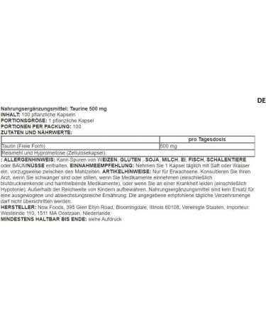 Now Foods - Taurine 500mg | Amino Acid for Heart Health and Energy Support - 100 Capsules - Buy Online on GoSupps.com