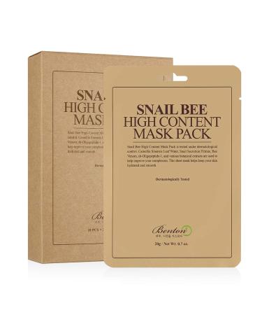 Benton Snail Bee High Content Beauty Mask Pack 10 Sheets 0.7 oz (20 g) Each