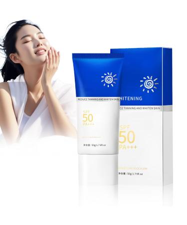 Cr me solaire pour le visage SPF 50 cran solaire 50 pour 48 h d'hydratation cr me solaire imperm able contre les rayons UVA/Uvb convient pour femme t natation camping shopping 50 g (bleu