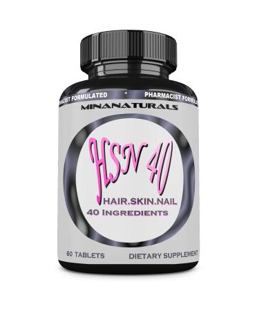 MINANATURALS HSN 40 Hair Skin and Nails Growth Vitamins for Women. Biotin 10000 mcg Keratin Collagen for Thicker Stronger Hair. Tight Smooth and Soft Skin. Healthy Nails.