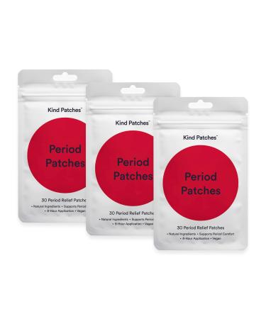 Kind Patches Period - Period Relief Iron Patches with Menthol Camphor Chamomile Lavender - Menstrual Relief - 3 Pack 90 Pieces