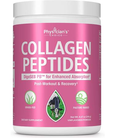 Physician's Choice Collagen Peptides Grass Fed Non-GMO Type I and III Gluten-Free - 8.67 Oz (246 Grams)