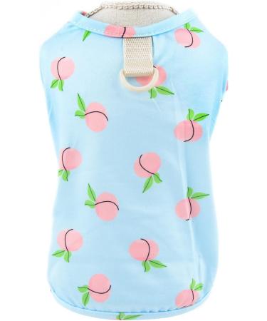 SMALLLEE_LUCKY_STORE Pet Peach Print Tee Shirt Puppy T-shirt with D-ring for Small Medium Dog Cat Boy Girl Soft Cozy Tank Top Cool Vest Yorkie Chihuahua Summer Clothes Blue M M blue - Buy Online on GoSupps.com