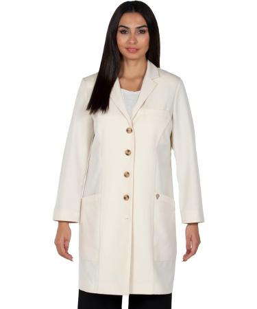 Professional Fitted Women's Lab Coat - Beige, Small - 38 Long, 5 Pockets - Ideal for Medical & Science Use - Buy Online on GoSupps.com