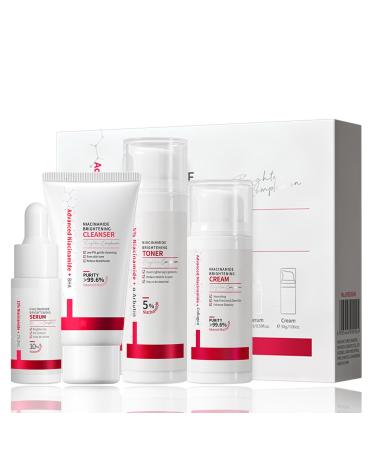 Niacinamide Skin Care Set Korean Facial Skin Care Gift Box Set Anti Aging Skin Care Routine Kit Skin Care Products Set Beauty Gift Sets: Cleanser Toner Serum Cream Travel Kit for Women Girls