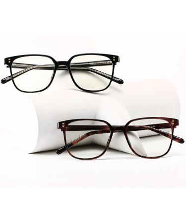 Retro Square TR90 Blue Light Blocking Glasses for Men & Women | UV Protection Computer & Reading Glasses - Tortoise 52mm - Buy Online on GoSupps.com