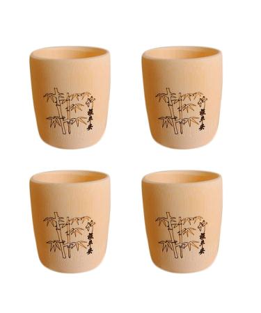 Set of 4 Drinking Cups Japanese Cups Handmade Natural Bamboo Cups Multifunctional Hot Cold Drinking Cups Japan Water Cups