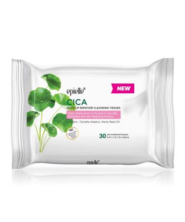 Epielle Makeup Remover Cleansing Tissues | Alcohol-Free | Cica | Removes Makeup & Mascara | 30 Count x 6 Value Pack - Buy Online on GoSupps.com