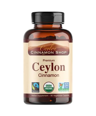 Organic Ceylon Cinnamon (100% Certified) Supplement, 90 Capsules by Ceylon Cinnamon Shop