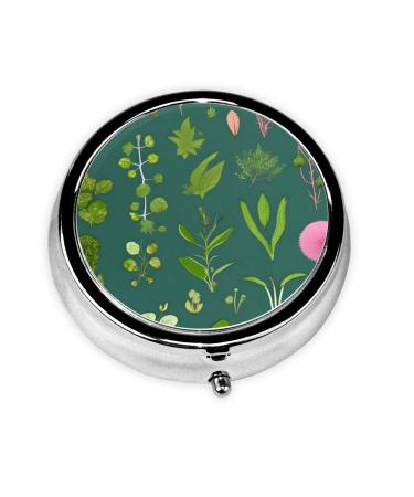 Flowers and Plantsround Pill Box 3 Compartment Round Pill Box Organizer Portable Travel Pill Box for Traveling.