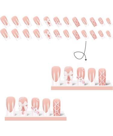 3D bow nail patch camellia nail patch European and American wearable nail patch medium ins style wearable nail patch fake nail patch 1 count (Pack of 1) - Buy Online on GoSupps.com