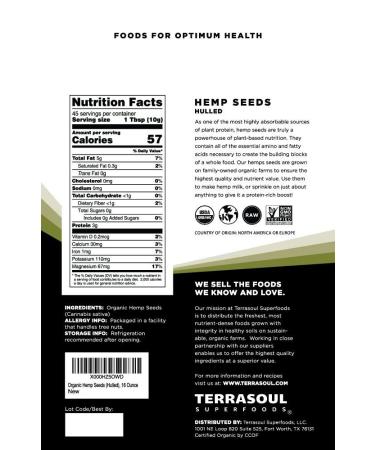 Terrasoul Superfoods Organic Hemp Seeds 2 Lbs (2 Pack) - Hulled  Fresh  Protein Rich  Omega Fats - Buy Online on GoSupps.com