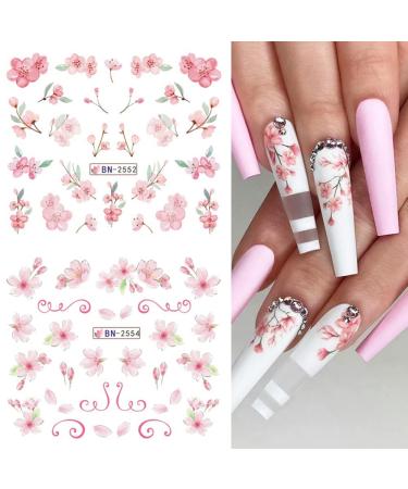 12PCS Sakura Nail Sticker Decals - Cherry Blossom Transfer Foil for Nail Art | Spring Floral Water Slider Accessory - Buy Online on GoSupps.com