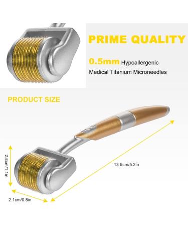LOPHE Derma Roller 0.5mm Microneedle Derma Roller for Men and Women Professional Microneedling Derma Needling Micro Needle Roller Facial Wrinkles Hair Loss Stretch Marks Hair Regrowth Gold with storage box - Buy Online on GoSupps.com