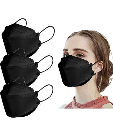 50pcs 4-Ply KF94 Black Face Masks | Breathable 3D Design | Protective Face Filter | No Pain Earloop - Buy Online on GoSupps.com