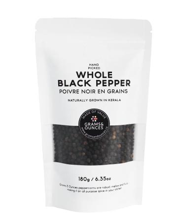 Grams & Ounces Peppercorn Premium Quality Whole Black Peppercorns - 180g / 6.35oz For Grinder Refill