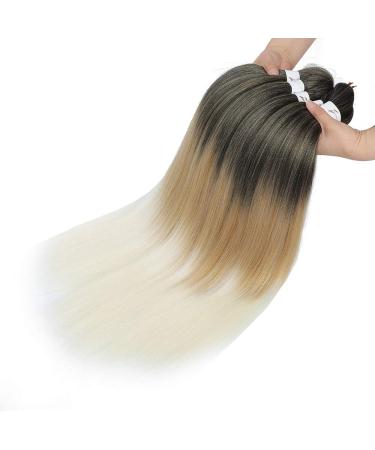 Ombre Braiding Hair Pre Stretched 26 Inch Brown Blonde Yaki Straight Braiding Hair 8 Packs - Synthetic Extensions for Crochet, Twist - Hot Water Setting - 1B/27/613 - 26 Inch-8Pcs - Buy Online on GoSupps.com