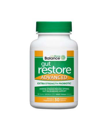 Dr. Drew Sinatra s LifeBiome Gut Restore Advanced Maximum Strength Microbiome Probiotic with Fermented Botanicals 11 Multi Strains 30 Once-Daily Capsules Vegetarian Soy- Dairy- and Gluten Free
