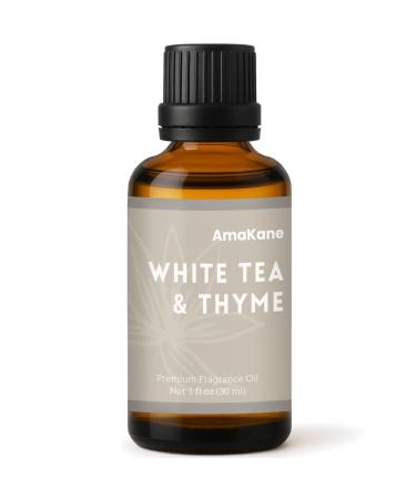 AmaKane White Tea& Thyme Fragrance Oil 30ml Hotel Essential Oil Inspired by Hilton Hotels Premium Diffuser Oil for Home Long-Lasting Aromatherapy Oil Candle & Soap Making Scents White Tea&Thyme
