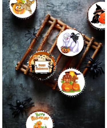 24 x Pre-Cut Halloween Mix 10 Edible Stand up Wafer/Rice Paper Cupcake Toppers Birthday Party Cute Kids Children Cake Decorations - Buy Online on GoSupps.com