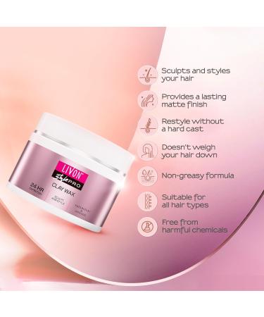 Livon Style Pro Hair Clay Wax for Women & Men| Sculpt & Style with Matte finish |24 Hour Definition| With Kaolin Clay & Avocado | All Hair Types | 100g - Buy Online on GoSupps.com