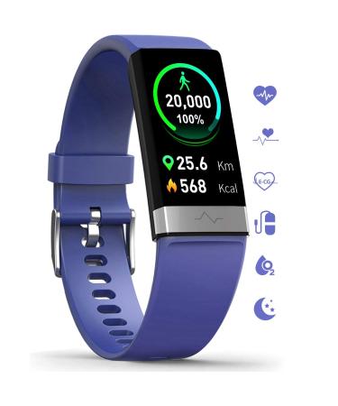 MorePro Fitness Activity Tracker Heart Rate Blood Pressure Monitor, IP68 Wateproof Smart Watch with Blood Oxygen HRV Health Sleep Tracking, Smartwatch Calorie Counter Pedometer for Women Men Blue