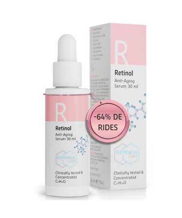 -64% Wrinkles in 3 Months Retinol Face Serum 30ml Anti-Wrinkle and Sebum-Regulating Face Care for Clear and Rejuvenated Skin - Women's Face Care Clinically Tested by Elemental Care