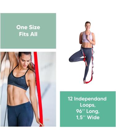 sport2people Stretching Strap for Yoga and Flexibility - 2 Free Exercise Ebooks Included | 12-Loop Stretch Band for Rehabilitation | Recommended by Therapists and Trainers | Gray-Dark Green - Buy Online on GoSupps.com