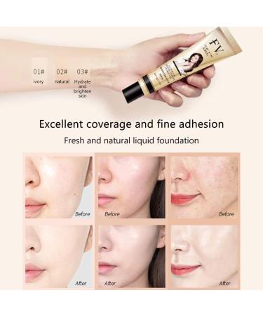 BTSEURY Full Coverage Liquid Foundation 30g - Ivory | Waterproof & Long Lasting Makeup Base Cream - Buy Online on GoSupps.com