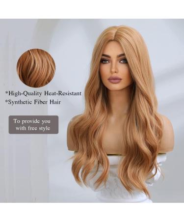 Esmee Long Wavy Strawberry Blonde Wig - Heat Resistant Synthetic Hair for Daily Party Cosplay - 24 Inches - Buy Online on GoSupps.com