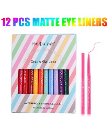12-Piece Waterproof Neon Colored Eyeliners Twist Up Pencil Set for Women - Long Lasting Matte Finish - Eye Makeup Pencils in Vibrant Shades - Buy Online on GoSupps.com