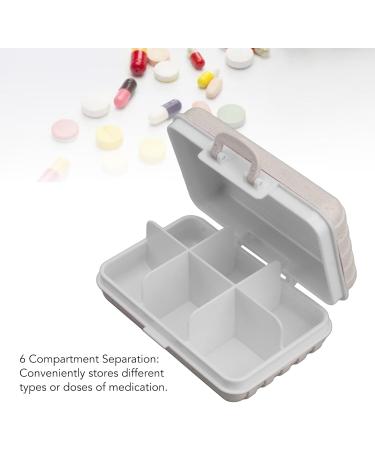 6 Compartment Mini Pill Box - Luggage Shaped Sealed Plastic Travel Pill Organizer (Beige - Buy Online on GoSupps.com