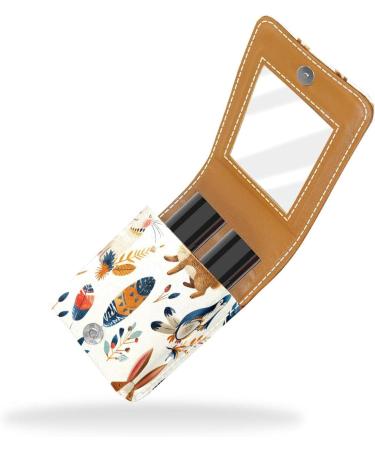 Shop Stylish Leather Lipstick Case | Mini Organizer with Mirror & Ethnic Indian Cartoon Design - Ideal for Lip Gloss & Lipstick | International Shipping Available - Buy Online on GoSupps.com
