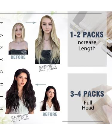 Easyouth Human Hair Tape in Extensions Medium Brown 24 Inch #4 - 50g 20Pcs Seamless Glue in Real Hair Extensions - Buy Online on GoSupps.com