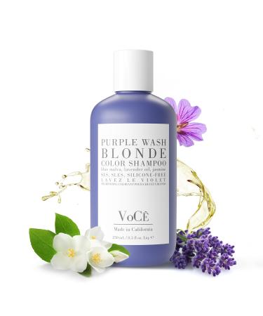 VoC Haircare Natural Purple Shampoo | Anti-Brass Shine Enhancing Non-Toxic Vegan Haircare for Blonde Gray Color-Treated Hair Anti-Yellow Blue Malva Lavender Oil Jasmine (8.5 oz)